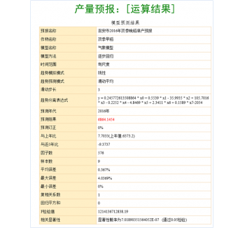 农业气象产量预报平台
